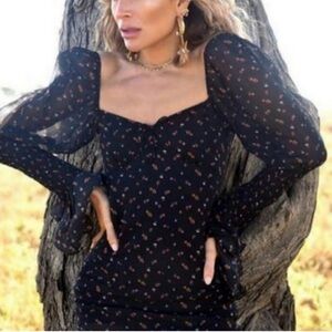 Rat & Boa Black Floral Mini Dress